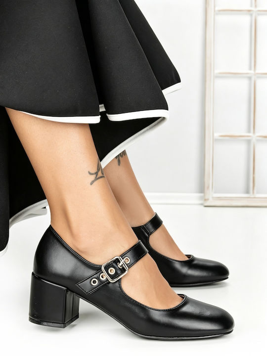 Heels with Chunky Mid Heel Black