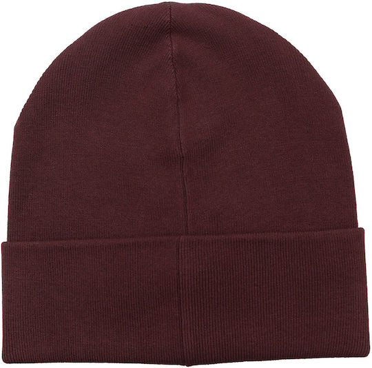 Beanie Unisex Mützen mit Rib Strickart in Burgundisch Farbe