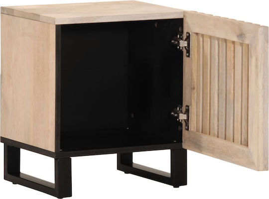 Нощни Шкафчета Дървени с Метални Крака Кафяви 2 Бройки 40x34x46см