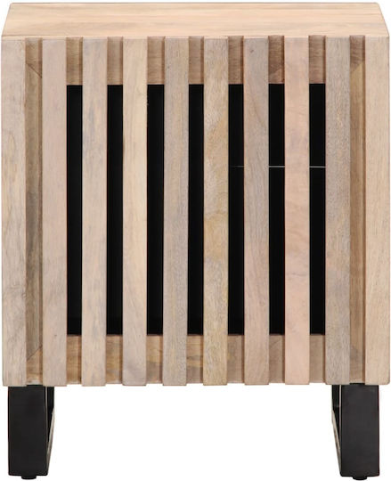 Нощни Шкафчета Дървени с Метални Крака Кафяви 2 Бройки 40x34x46см