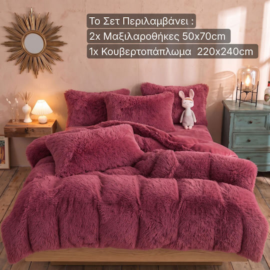 Комбинирано Одеяло Сет С Калъфки За Възглавници Голям Двоен 220x240 cm Сапено Ябълково Зелен