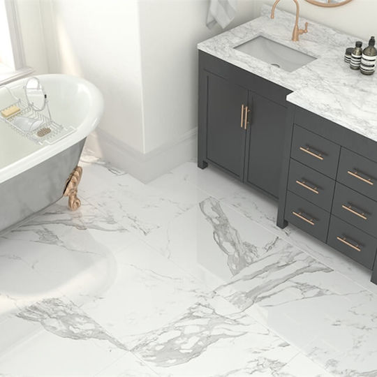 Yurtbay Seramik Floor / Wall Kitchen / Bathroom Porcelain Glossy Tile 120x60cm White