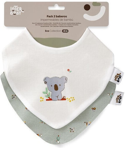 Interbaby Αδιάβροχη Μπαντάνα Υφασμάτινη με Κουμπί Green 2τμχ