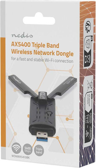 Nedis Wi-fi 6e Ax5400 Dongle Usb 3.0 Conexiune 2 Antene Tri-band Negre