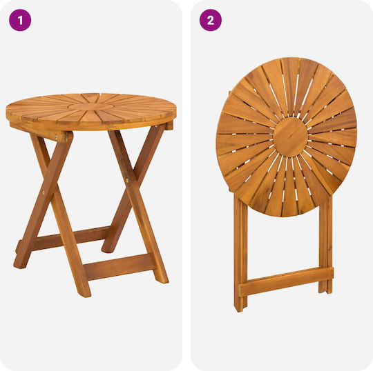 Bistro Round Collapsible Table Made of Solid Wood Natural 45x45 cm