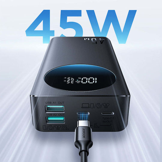 Joyroom JR-PBF02 Pro Power Bank 20000mAh 45W mit 2 USB-A Ausgangsanschlüsse und 2 USB-C Ausgangsanschlüsse Power Delivery / Schnellladung Schwarz