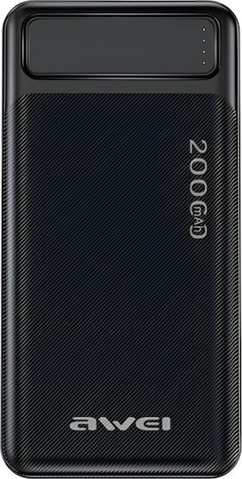 Awei P6K Power Bank 20000mAh με 2 Θύρες USB-A Power Delivery Μαύρο