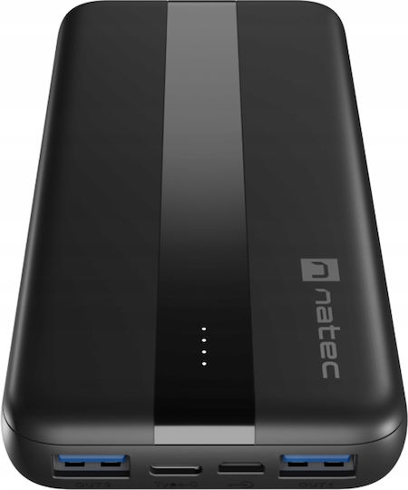 Natec Trevi Slim Q V2 Baterie Externă 10000mAh 18W Cu 2 Porturi De Ieșire USB-A Și 2 Porturi De Ieșire USB-C Power Delivery Încărcare Rapidă Neagră
