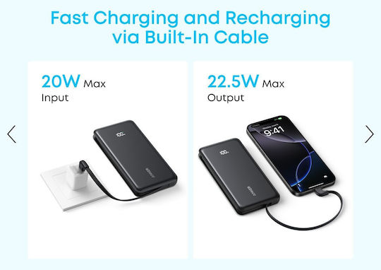 Anker Zolo Външна батерия 10000mAh 22.5W с USB-A порт и USB-C порт Power Delivery / Quick Charge Бяла