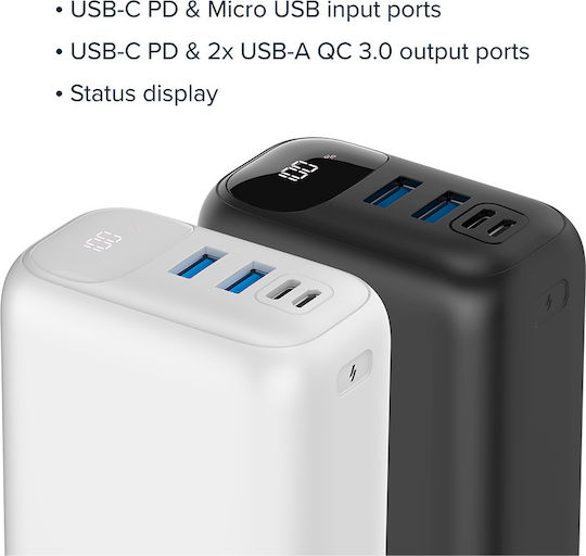 Canyon PB-301 Solar Power Bank 30000mAh 20W Power Delivery Quick Charge White