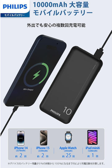 Philips DLP1810 Power Bank 10000mAh 37W cu 2 Porturi USB-A Negru