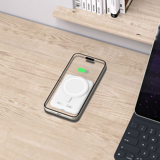 Tech-Protect PB10 Lifemag MagSafe Power Bank 5000mAh mit USB-C Ausgangsanschlüsse Schnellladung Weiß