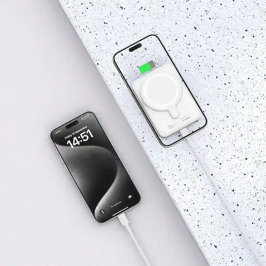 Tech-Protect PB10 Lifemag MagSafe Power Bank 5000mAh mit USB-C Ausgangsanschlüsse Schnellladung Weiß