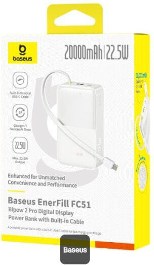 Baseus EnerFill Bipow2 Pro Външна Батерия 20000mAh 22.5W с USB-A Изходен Порт и USB-C Изходен Порт Power Delivery / Бързо Зареждане Космическо Черно