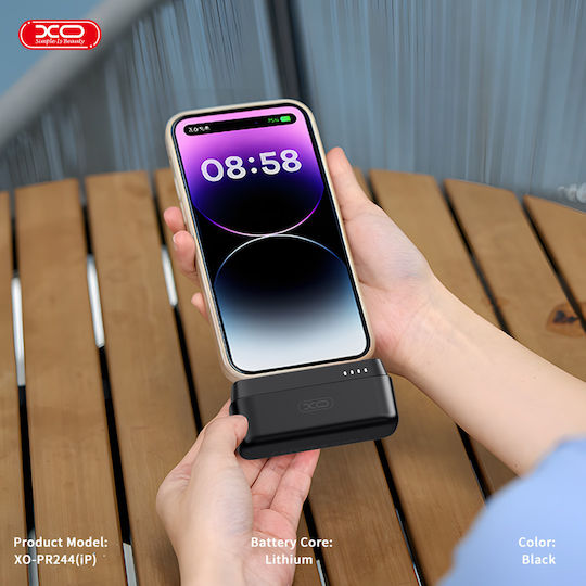 XO PR244 Lightning Power Bank 5000mAh 20W με Θύρα USB-C Quick Charge Μαύρο