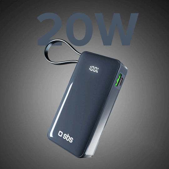 SBS Power Bank 10000mAh 22.5W με Θύρα USB-A και Θύρα USB-C Power Delivery Μπλε