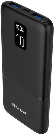 Tellur PD102 Външна Батерия 10000mAh 22.5W с 2 USB-A Изходни Порта и USB-C Изходен Порт Бързо Зареждане Черен