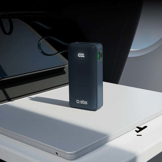 SBS Power Bank 10000mAh 22.5W με Θύρα USB-A και Θύρα USB-C Power Delivery Μπλε