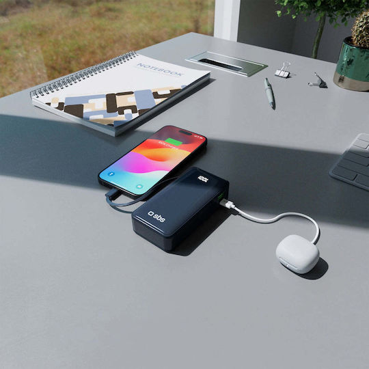 SBS Power Bank 10000mAh 22.5W με Θύρα USB-A και Θύρα USB-C Power Delivery Μπλε