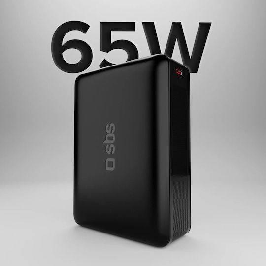 SBS TEBB20000HDPD65K Power Bank 20000mAh 65W mit USB-A Anschluss und USB-C Anschluss Stromlieferung Schwarz