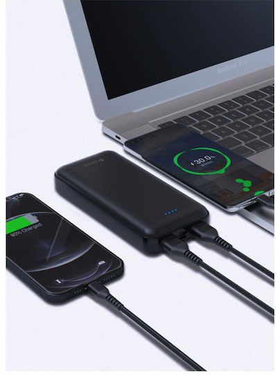 Devia EP111 Power Bank 20000mAh mit 2 USB-A Anschlüssen und USB-C Anschluss Schwarz