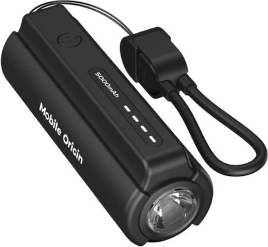 Mobile Origin PB7 with Flashlight and USB-C Cable Power Bank 5000mAh 12W Черен