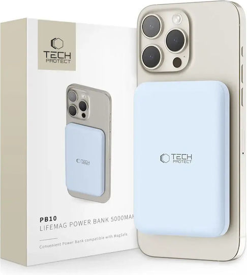 Tech-Protect PB10 Lifemag MagSafe Baterie Externă 5000mAh Livrarea Energiei Albastru Deschis