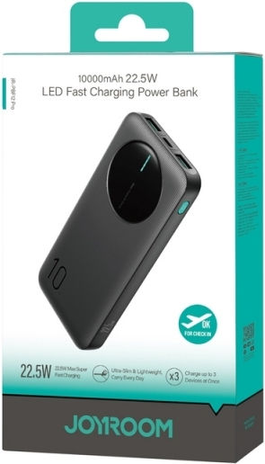 Joyroom JR-PBF12 Pro Power Bank 10000mAh 22.5W mit 2 USB-A Ausgangsanschlüsse und USB-C Ausgangsanschlüsse Power Delivery / Schnellladung Schwarz