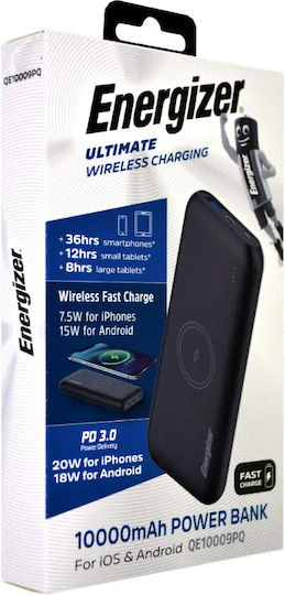 Energizer Powerbank QE10000 10000mAh 15W με 3 Θύρες USB-A Power Delivery / Quick Charge Μαύρο