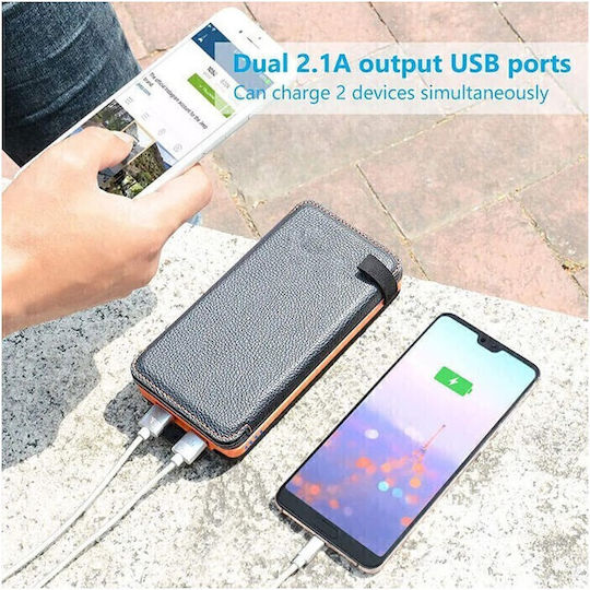 Foldable Ηλιακό Power Bank 20000mAh με 2 Θύρες USB-A Μαύρο