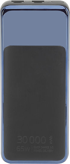 Rivacase VA1080 Външна Батерия 30000mAh 65W с USB-A Изходен Порт и USB-C Изходен Порт Power Delivery / Бързо Зареждане Черна