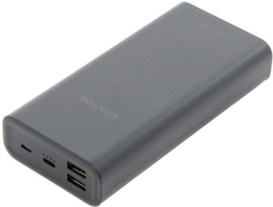 Canyon PB-2001 Power Bank 20000mAh mit 2 USB-A Anschlüssen Schwarz