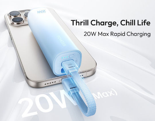 Romoss PSC05C Външна Батерия 5000mAh 10.5W с USB-C Изходен Порт Power Delivery Син