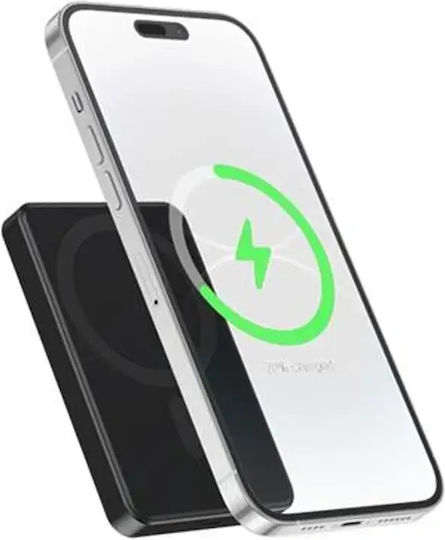 Energenie Магнитна MagSafe Външна Батерия 5000mAh 15W с USB-C Power Delivery Черен