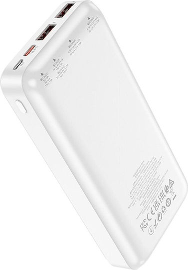 Hoco J101A Astute Power Bank 20000mAh 20W with 2 USB-A Output Ports and USB-C Output Port Power Delivery White