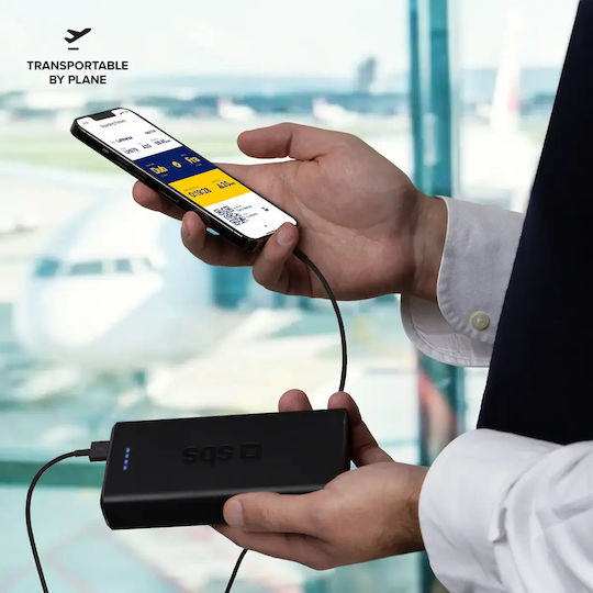 SBS Fast Power Bank 20000mAh με 2 Θύρες USB-A Μαύρο