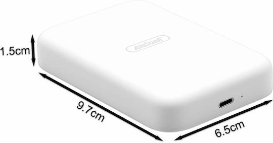 Andowl Q-MG6001 MagSafe Power Bank 6000mAh 5W mit USB-A Ausgangsanschlüsse und USB-C Ausgangsanschlüsse Quick Charge Weiß