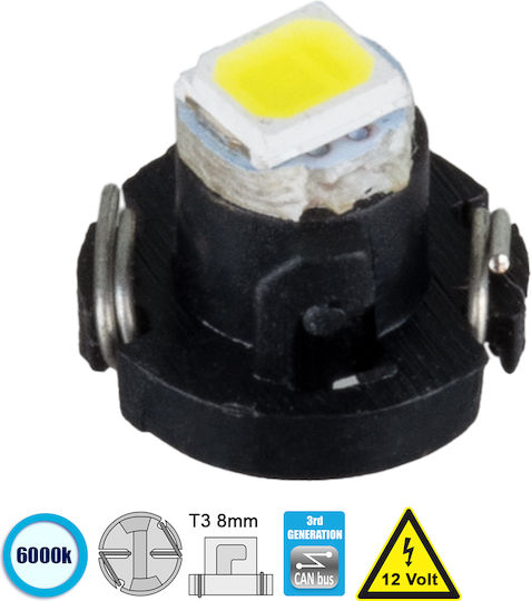 GloboStar Lămpi Autoturismului T3 LED 6000K Alb rece 12V 0.2W 1buc