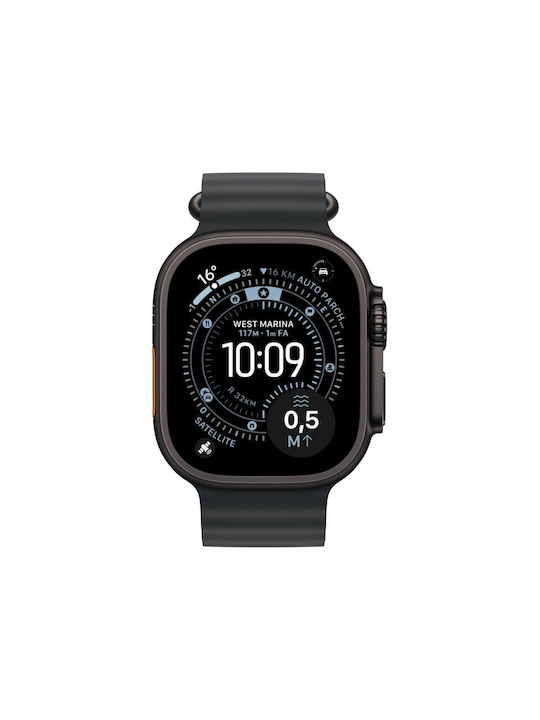Apple Ocean Band - Black Titanium Finish Strap Silicone with Pin Black (Apple Watch 44, 45, 46, 49mm)
