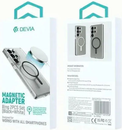 Devia MagSafe Ring με Οδηγό Ευθυγράμμισης Μαύρο 2τμχ