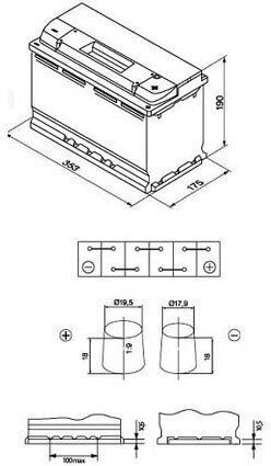 Varta Car Battery with Capacity 100Ah and CCA 830A