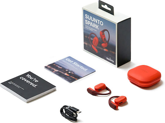 Suunto Spark Open Ear Bluetooth Handsfree Căști cu Rezistență la Transpirație și Husă de Încărcare Coral Orange