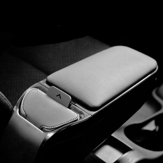 Rati Armster Leather Car Armrest Compatible with Kia Rio RUS 2012+ in Black Colour