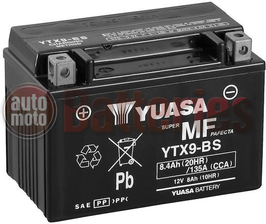 Yuasa Μπαταρία Μοτοσυκλέτας YTX9-BS 135A με Χωρητικότητα 8.4Ah