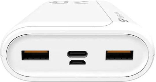 Silicon Power QS15 Power Bank 20000mAh 18W With 2 USB-A Output Ports And USB-C Output Port Quick Charge White