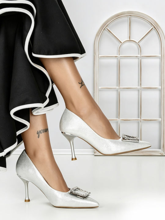 Pumps mit Hochem Absatz Silber A7847-1