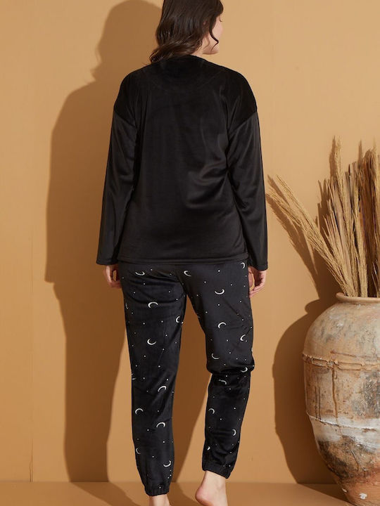 Boyraz Set Pijamale Dama De Iarnă Negru