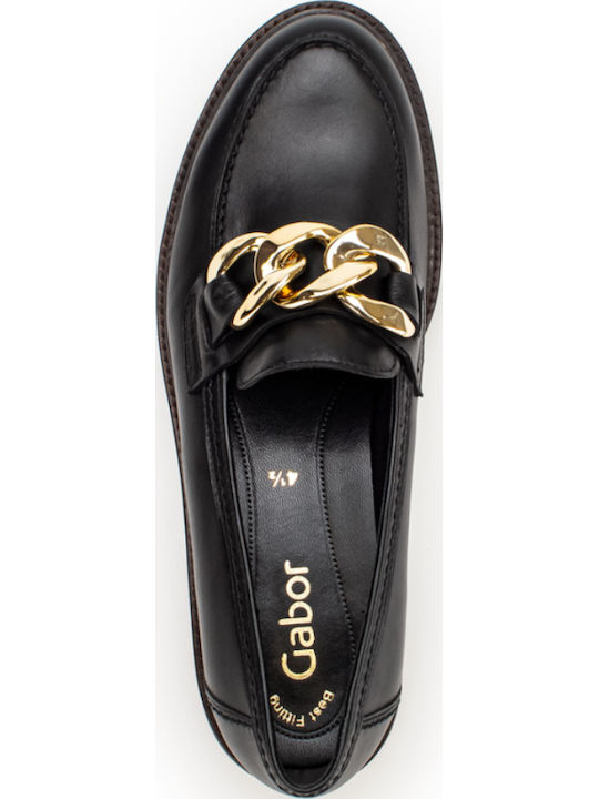 Δερμάτινα Γυναικεία Loafers σε Μαύρο Χρώμα