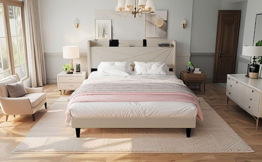 Ambrey Bett Übergröße für die Matratze 160x200cm Beiges
