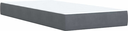 Pat Single Tapitat Cu Catifea Gri Închis Cu Plăci Și Saltea 80x200cm